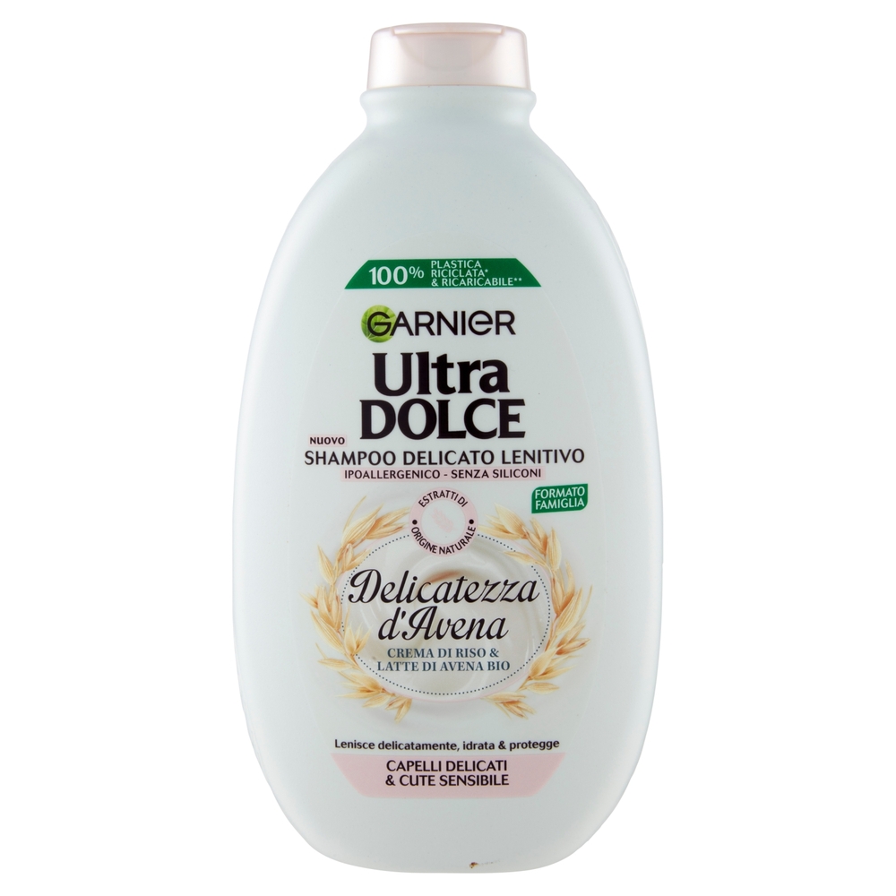 Garnier Ultra Dolce Shampoo Delicatezza d'Avena, Shampoo per Capelli e Cute Delicati, 600 ml